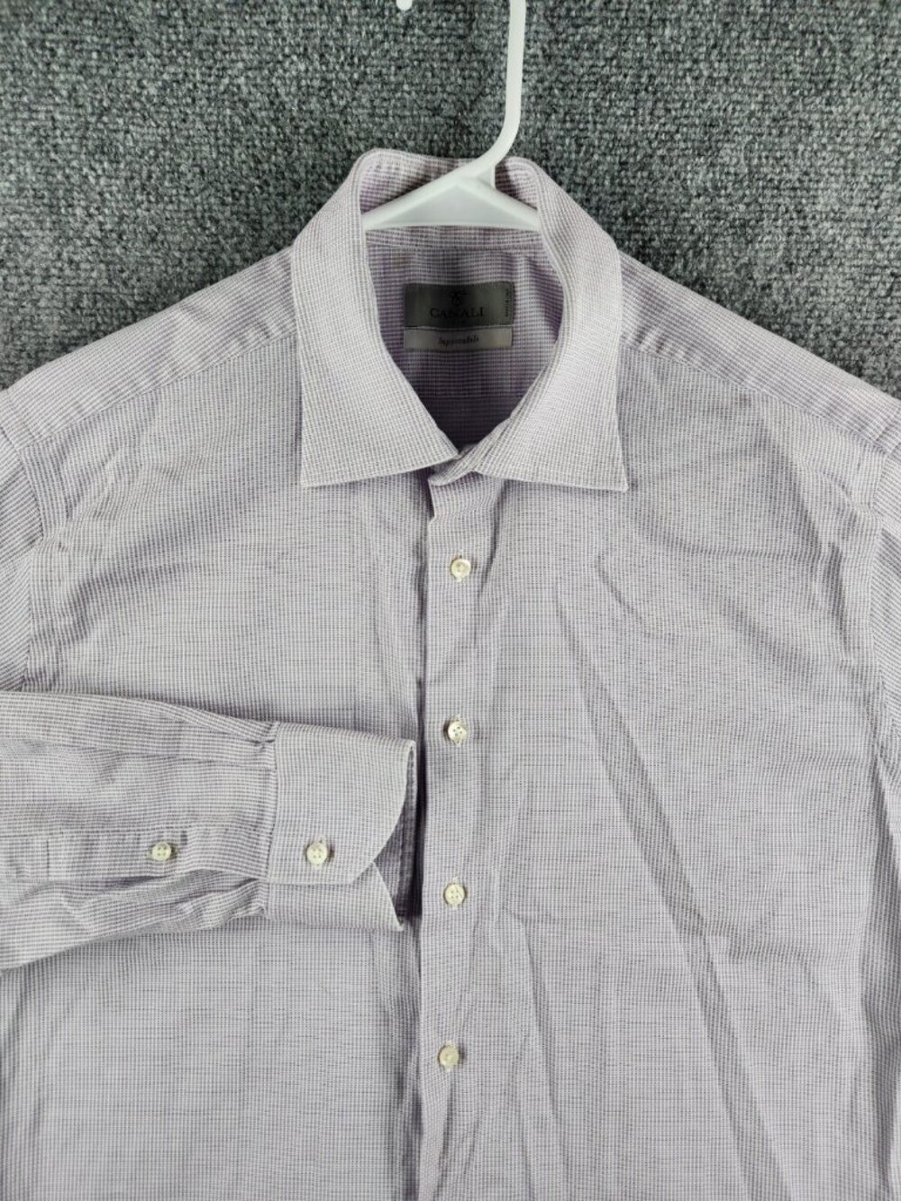 Canali Impeccable Mens 17 Purple Multicolor Plaid Long Sleeve Button Up Italy